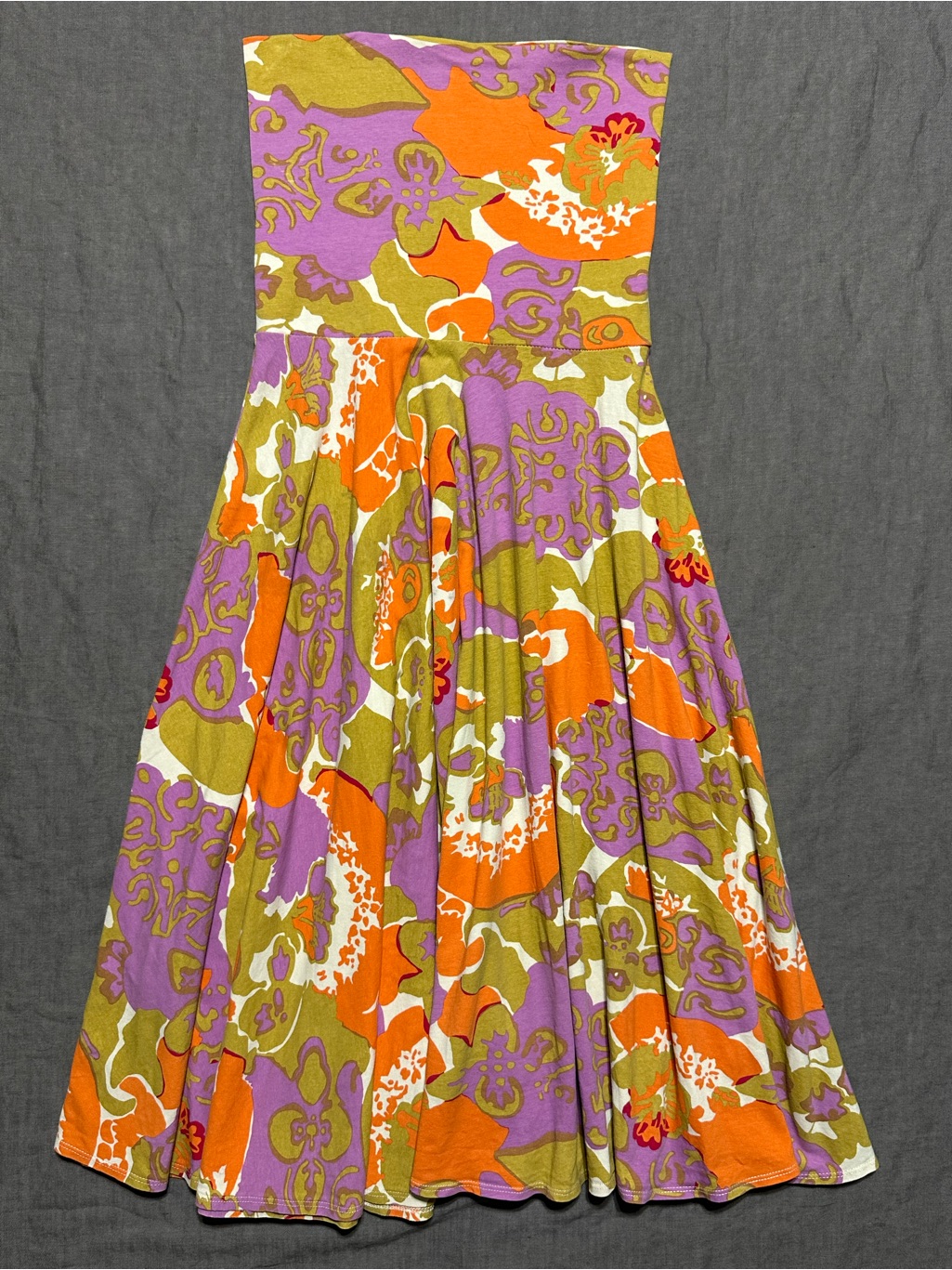 J. Crew Strapless Floral Fit-And-Flare Dress In Orange, Purple & Olive